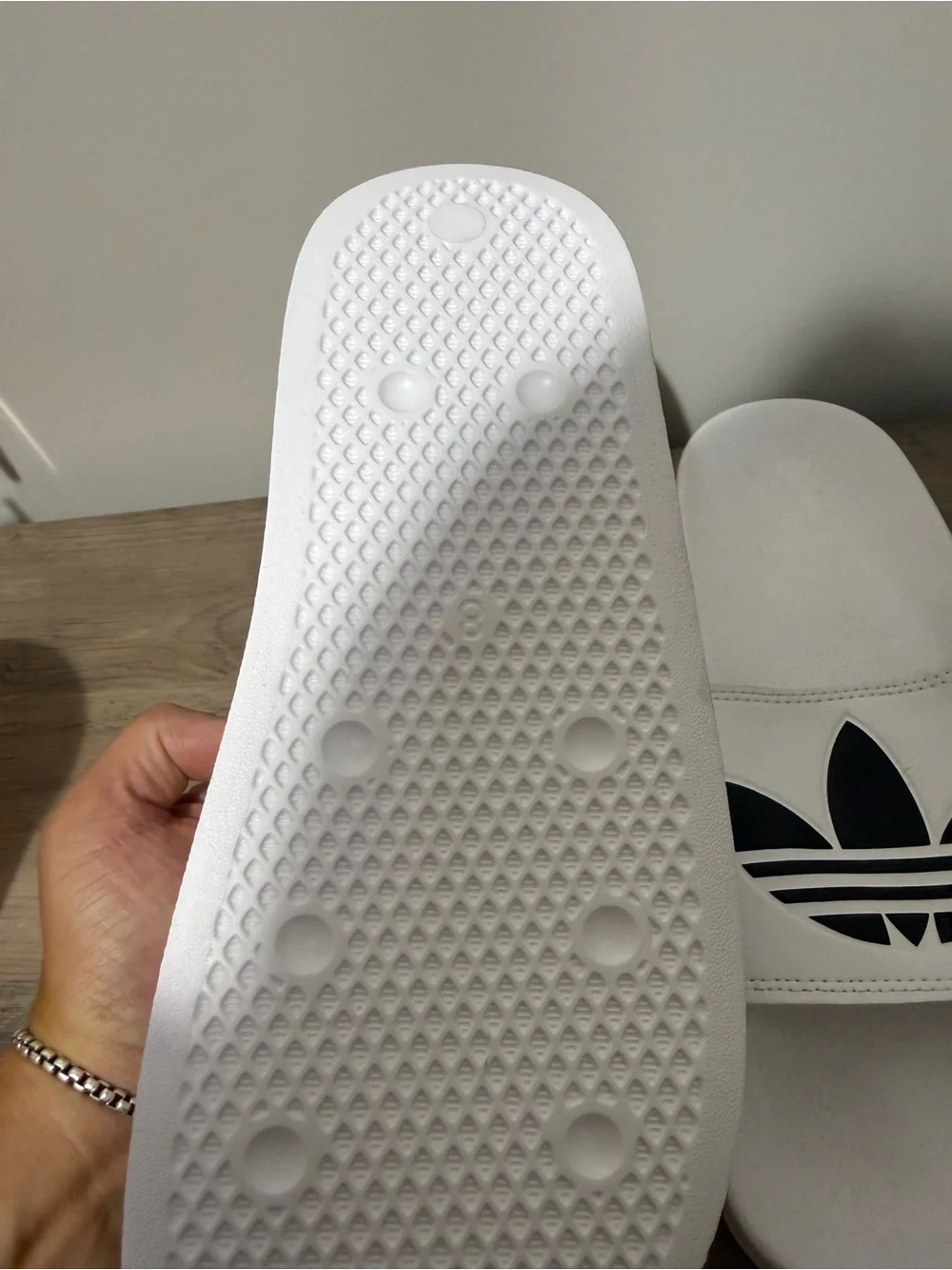 Adidas White & Black Adilette Slide Sandals